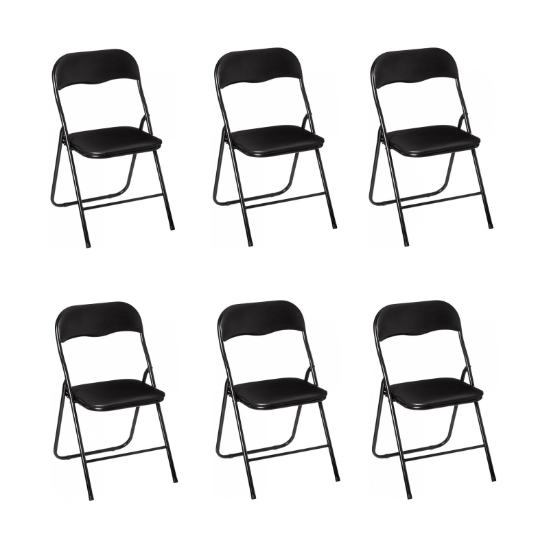 Lot de 6 chaises pliantes en PVC - Basic - Noir - H 79 cm