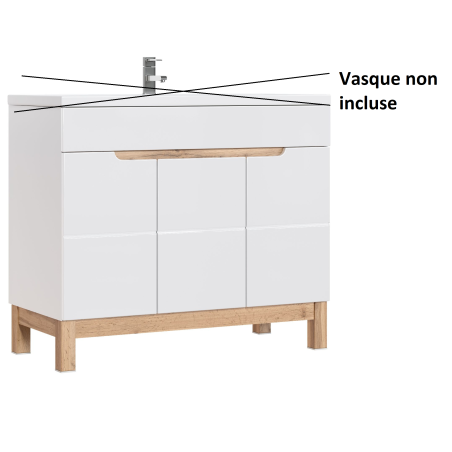 Meuble sous vasque - H 84 x l 100 x P 46 cm - Cintra White