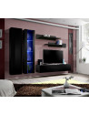 Ensemble meuble TV mural  - Fly IV - 260 cm x 190 cm x 40 cm - Noir