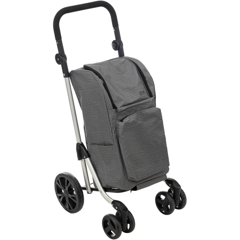 Chariot de courses à 4 roues - Gris - 46L