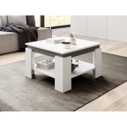 Table basse carrée Tinto - Blanc mat/Gris anthracite - 68 x 68 cm