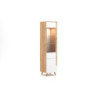 Vitrine colonne de rangement éclairage LED avec porte et étagères vitrées - Blanc/couleur chêne craft - H 190 cm