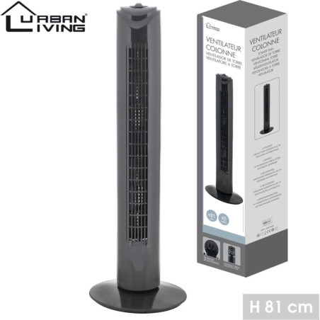 Ventilateur tour à 3 vitesses - Noir - H 81 cm