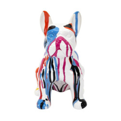 Statuette décorative Bulldog à coulures - Multicolore - H 20 cm