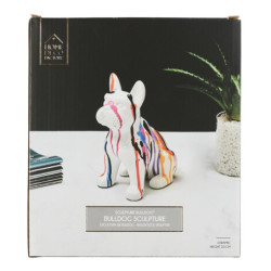 Statuette décorative Bulldog à coulures - Multicolore - H 20 cm