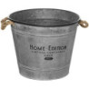 Cache-pot seau en zinc - Gris - H 30 x D 38 cm