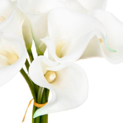 Bouquet de 8 arums artificiels - Blanc/Vert - H 36 cm