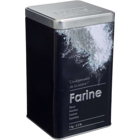 Boîte à farine "Black edition" en métal à relief - Noir - 1kg