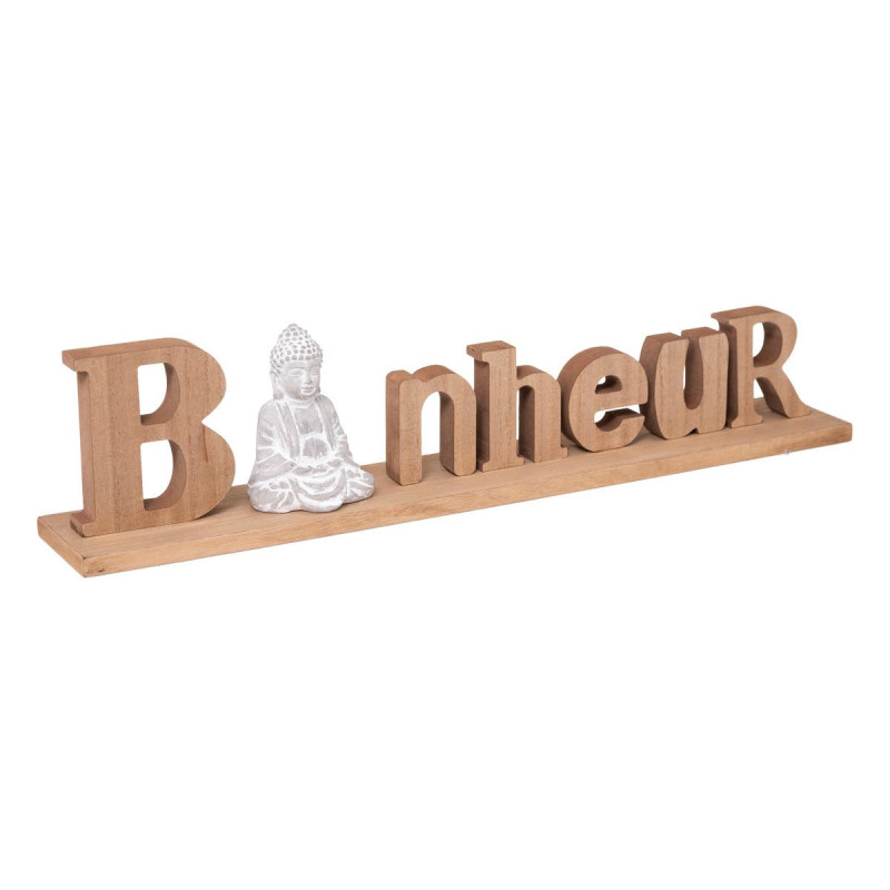 Mot à poser en bois "Bonheur" - Beige/Blanc - H 11,5 cm