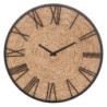 Horloge en métal et paille "Nico" - Noir/Beige - D 50 cm