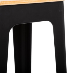 Tabouret de bar en métal "Loga" - Noir - H 80 cm