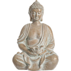 Bouddha assis effet blanchi "Satya" - Marron - H 39 cm