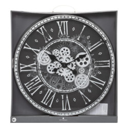 Horloge mécanique "Izia" - Noir/Blanc - D 51 cm