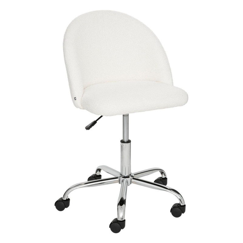 Chaise de bureau à bouclette "Geos" - Blanc - L 54 x P 57,5 x H 89 cm