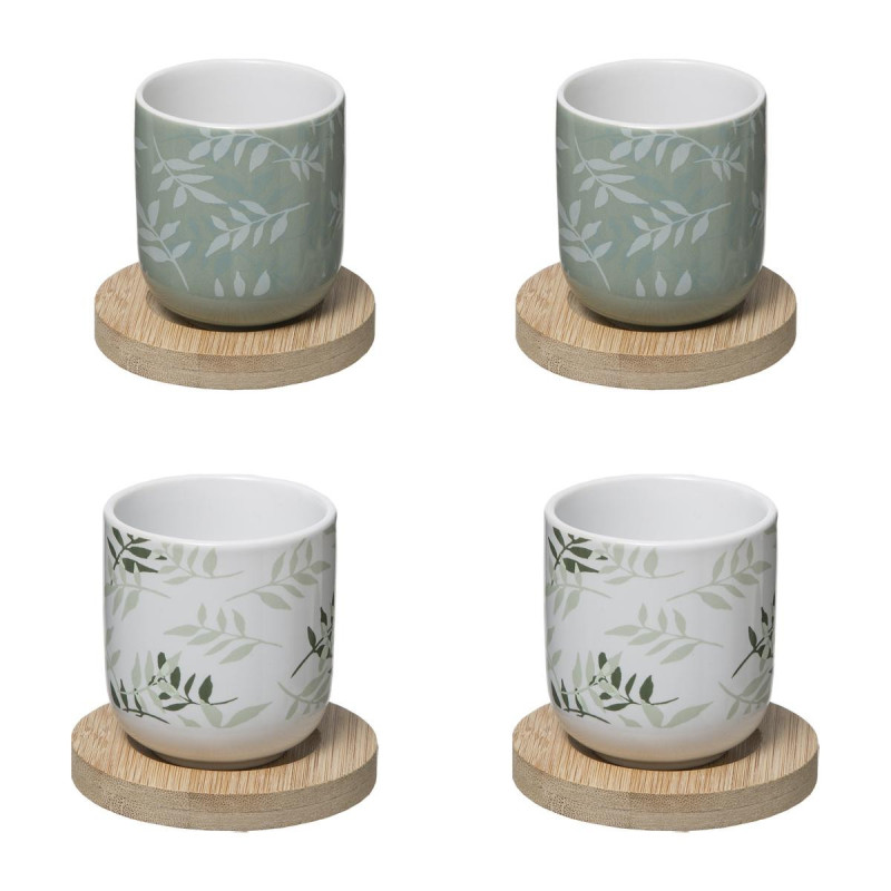 Coffret 4 tasses "Green Harmony - Vert/Blanc - 13 cl