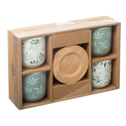 Coffret 4 tasses "Green Harmony - Vert/Blanc - 13 cl