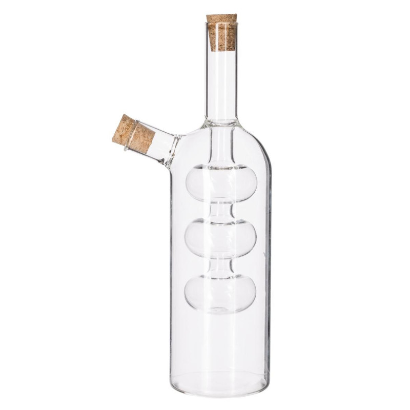 Bouteille huile vinaigre 2 en 1 design en verre - Transparent - 0,5 l