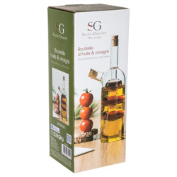 Bouteille huile vinaigre 2 en 1 design en verre - Transparent - 0,5 l