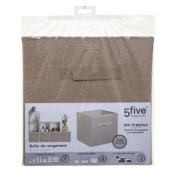 Boite rangement en toile de jute "Mix N'Modul" - Beige - 31 x 31 cm