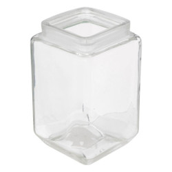 Bocal carré en verre et pin - Transparent/Beige - 1,7 L