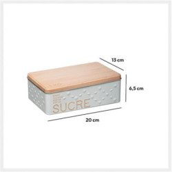 Boîte à sucre en morceaux "Scandinave Nature" - Blanc/Beige - L 20 x l 13 x h 6,5 cm