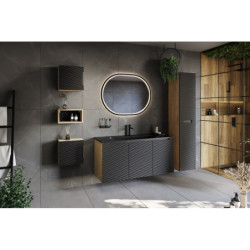 Cabinet haut - Placard de salle de bain 3 étagères - H 75 x L 35 x P 19 cm - Wavy Black