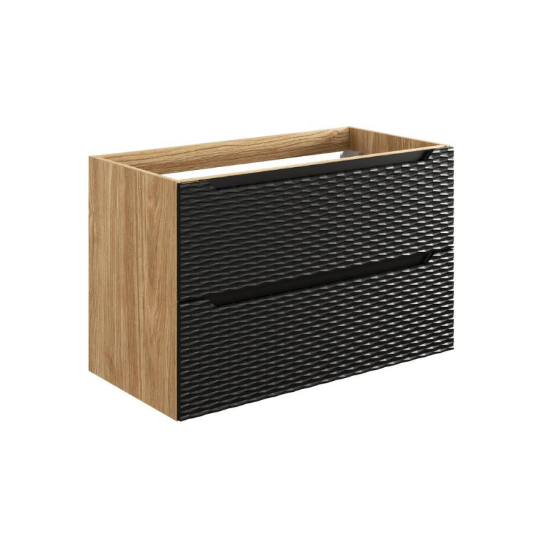 Meuble sous-vasque 90 cm - H 57 x L 90 x P 46 cm - Wavy Black