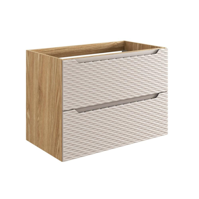 Meuble sous-vasque 80 cm - H 57 x L 80 x P 46 cm - Wavy Beige