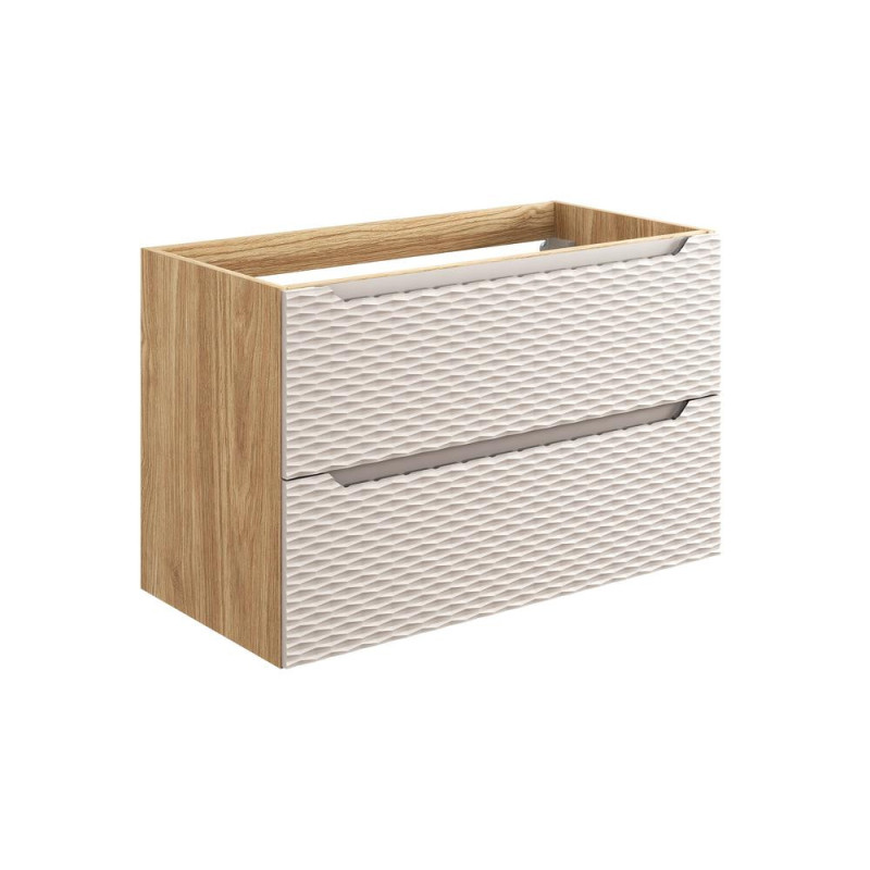 Meuble sous-vasque 90 cm - H 57 x L 90 x P 46 cm - Wavy Beige