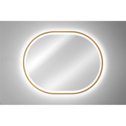 Miroir mural oval Led tactil - Cadre doré - L 90 x l 70 cm - Lustro Apollo