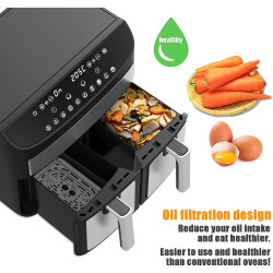 Airfryer XXL à double compartiments - 2 x 8L - 2400W