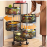 Resserre 4 paniers rotatifs sur roues en acier noir | H 75 cm x D 30 cm | Etagère de rangement cuisine, salle de bain, bureau...