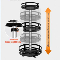 Etagère rotative multirangements H 57,5 cm x D 26 cm : épices, boîtes, flacons | Support rond 3 niveaux | Noir