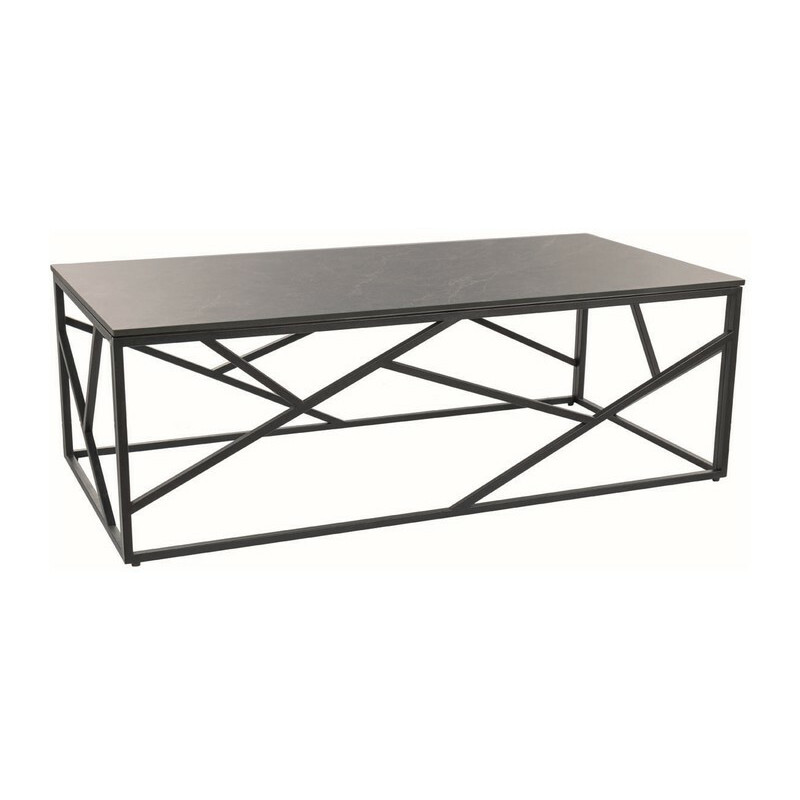 Table basse rectangulaire effet marbre "Escada A III" - Gris/Noir - L 120 x H 60 cm