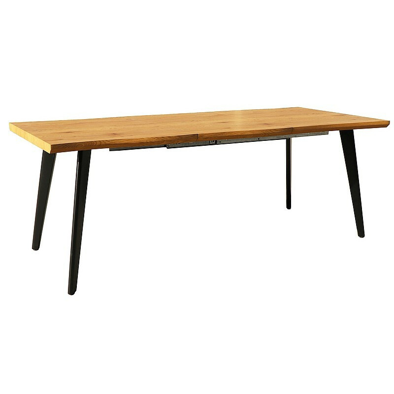 Table à manger extensible "Fresno" - Marron clair/Noir - L 150(210) x H 90 cm