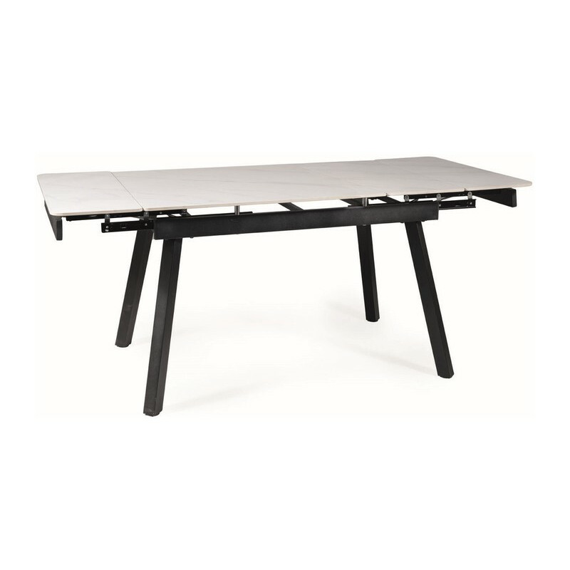 Table à manger extensible "John" - Blanc/Noir - L 120(180) x l 85 cm