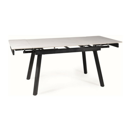 Table à manger extensible "John" - Blanc/Noir - L 120(180) x l 85 cm