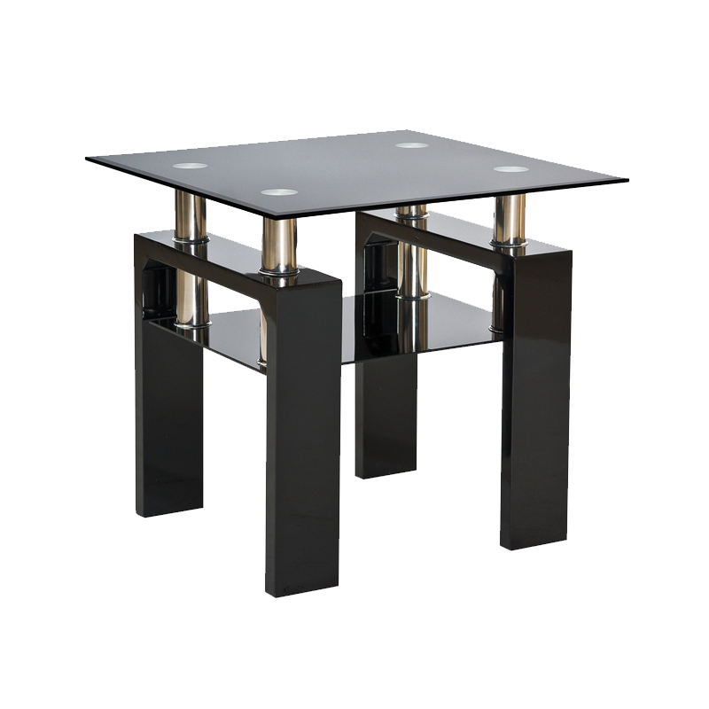 Table basse en verre "Lisa D" - Noir - l 60 x L 60 x H 55 cm