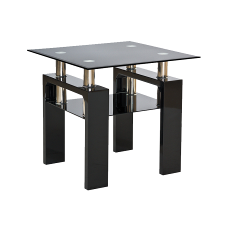 Table basse en verre "Lisa D" - Noir - l 60 x L 60 x H 55 cm