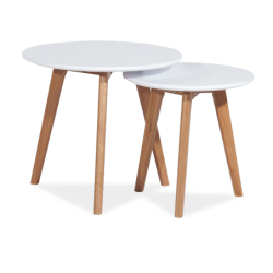 Set de 2 tables basse "Milan S2" - Blanc - D 50 x H 45 cm