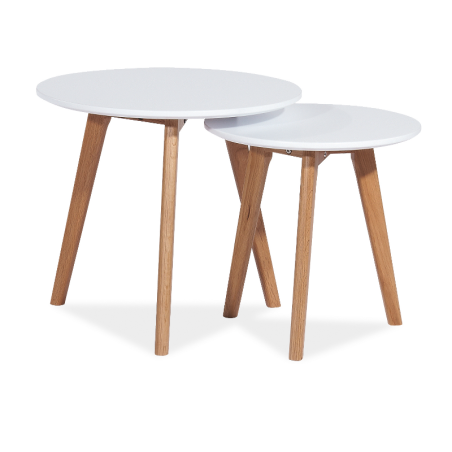 Set de 2 tables basse "Milan S2" - Blanc - D 50 x H 45 cm