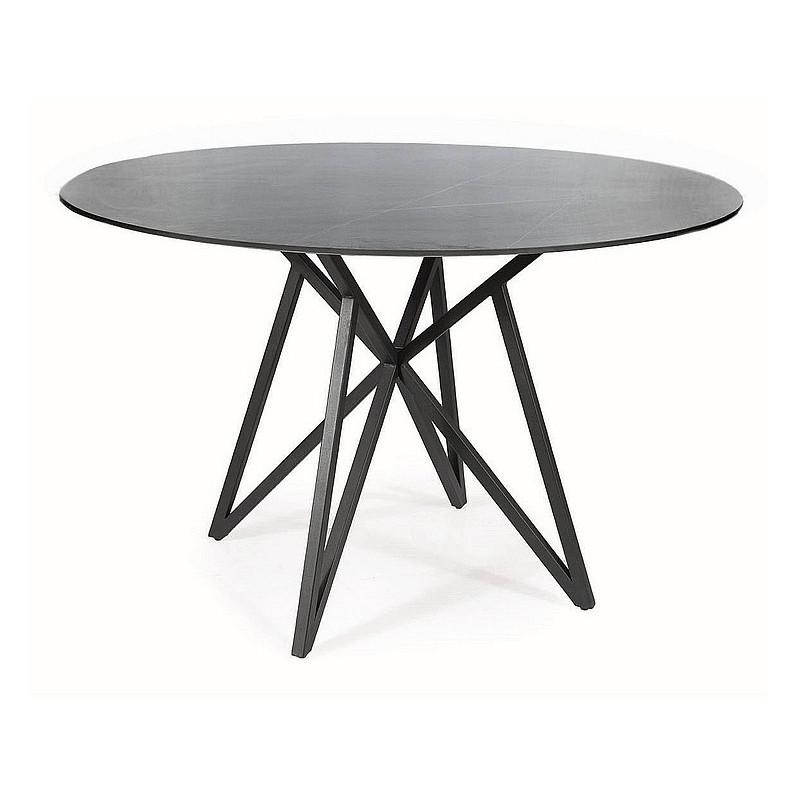 Table à manger ronde effet marbre "Murano" - Gris/Noir - D 120 x H 76 cm