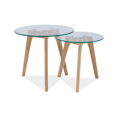 Set de 2 tables basse ronde en verre "Oslo S2" - Transparente - D 50 x H 45 cm