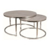 Set de 2 tables basse effet marbre "Portafino B" - Gris/Argenté - D 80 x H 42 cm