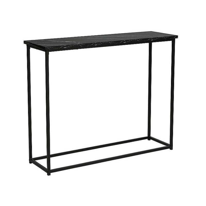 Console effet marbre "Rossi C - Noir - l 30 x H 80 x L 100 cm