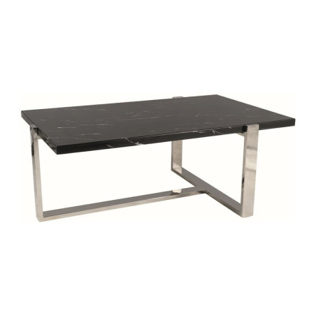 Table basse en marbre "Vela A" - Noir/Argenté - L109 x l 66 cm