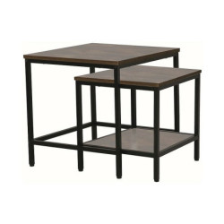 Set de 2 tables basse "Wendy B" - Marron/Noir - l 48 x L 48 cm