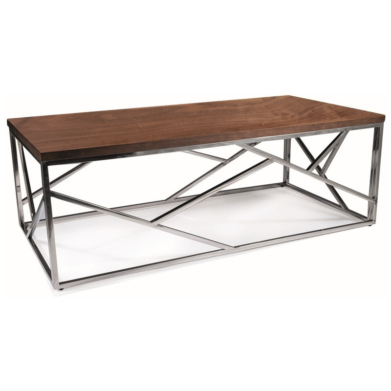 Table basse "Escada A" - Marron noyer/Argenté - L 120 x l 60 cm