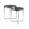 Set de 2 tables basse "Saga" - Noir/Argenté - D 40 x H 45/D 45 x H 50 cm