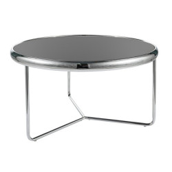 Table basse ronde "Scarlet" - Noir - Noir/Argenté - D 74 x H 40 cm